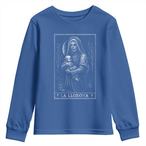La Llorona Youth Sweatshirt Tarot Card Horror Death Occult Mexican Folklore Halloween TS10 Royal Blue Print Your Wear