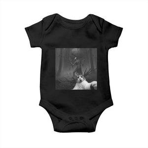 Cat Selfie With Wendigo Baby Onesie Horror Halloween Funny Cat Gifts TS10 Black Print Your Wear
