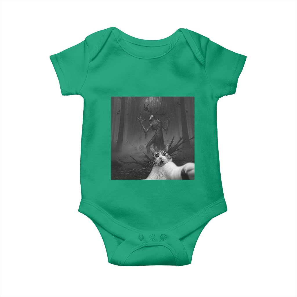 Cat Selfie With Wendigo Baby Onesie Horror Halloween Funny Cat Gifts TS10 Irish Green Print Your Wear