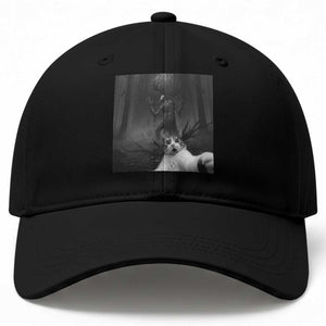 Cat Selfie With Wendigo Baseball Cap Horror Halloween Funny Cat Gifts TS10 Print Your Wear