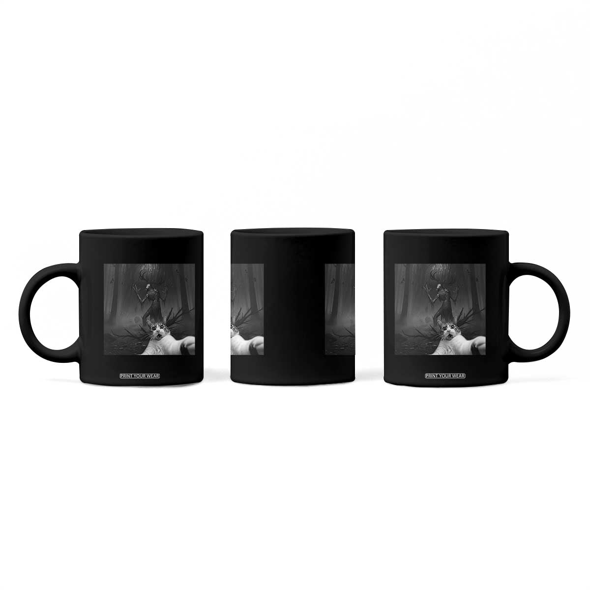 Cat Selfie With Wendigo Coffee Mug Horror Halloween Funny Cat Gifts TS10 Print Your Wear