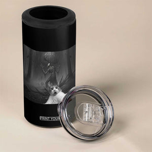 Cat Selfie With Wendigo 4 in 1 Can Cooler Tumbler Horror Halloween Funny Cat Gifts TS10 Print Your Wear