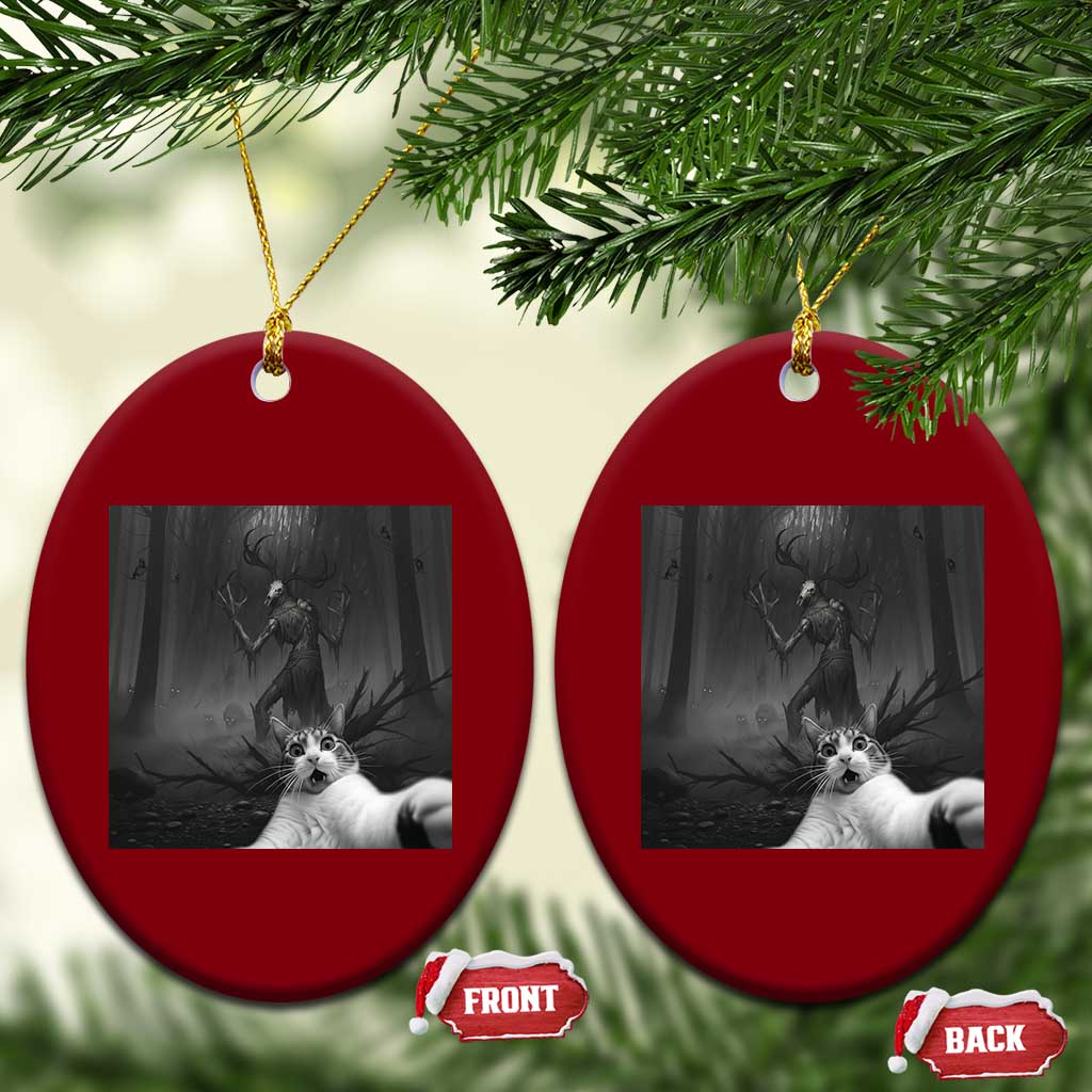 Cat Selfie With Wendigo Ceramic Ornament Horror Halloween Funny Cat Gifts TS10 Print Your Wear