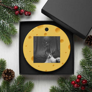 Cat Selfie With Wendigo Ceramic Ornament Horror Halloween Funny Cat Gifts TS10 1pc Yellow Cheese Print Your Wear