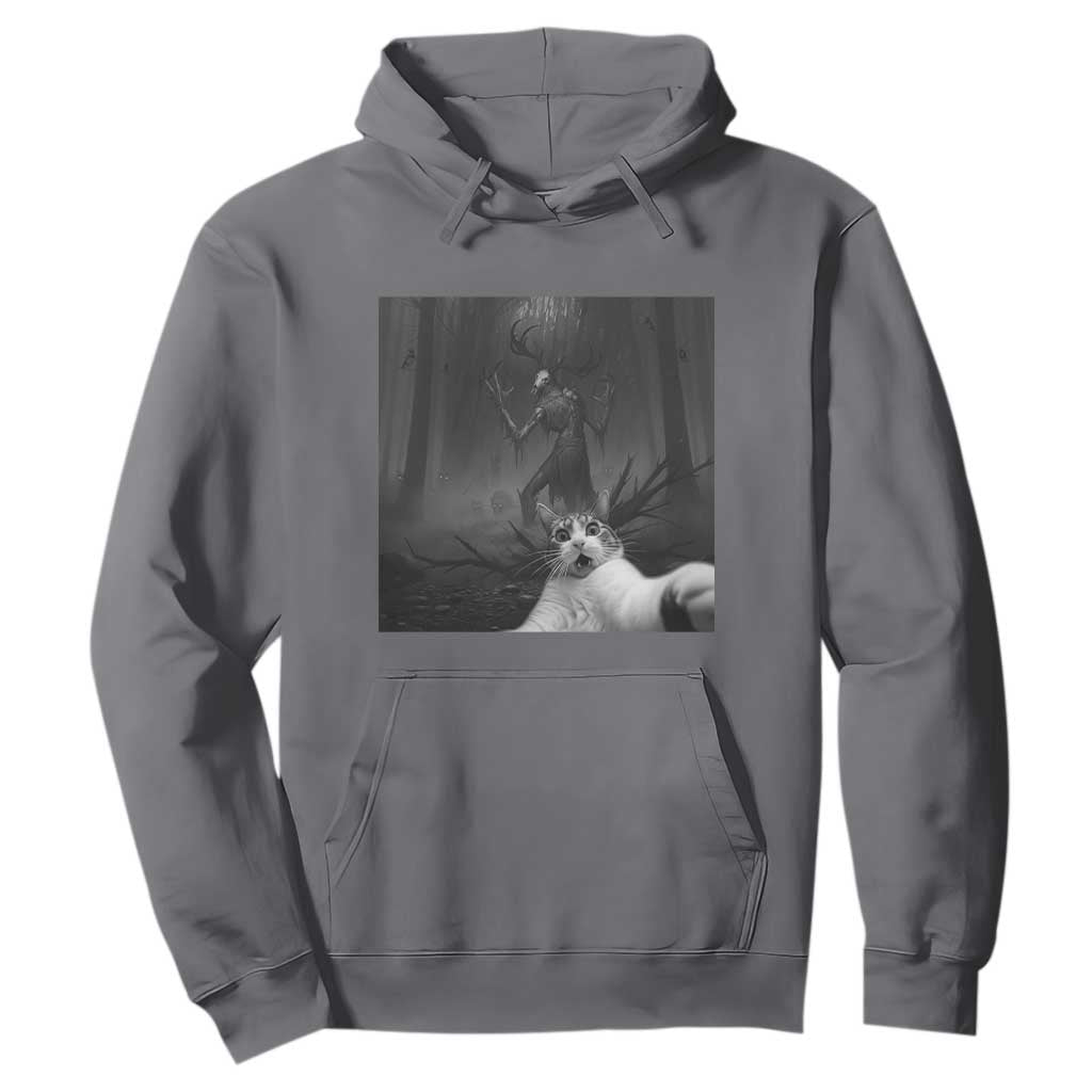 Cat Selfie With Wendigo Hoodie Horror Halloween Funny Cat Gifts TS10 Charcoal Print Your Wear