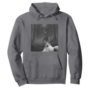 Cat Selfie With Wendigo Hoodie Horror Halloween Funny Cat Gifts TS10 Charcoal Print Your Wear