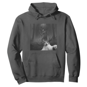 Cat Selfie With Wendigo Hoodie Horror Halloween Funny Cat Gifts TS10 Dark Heather Print Your Wear