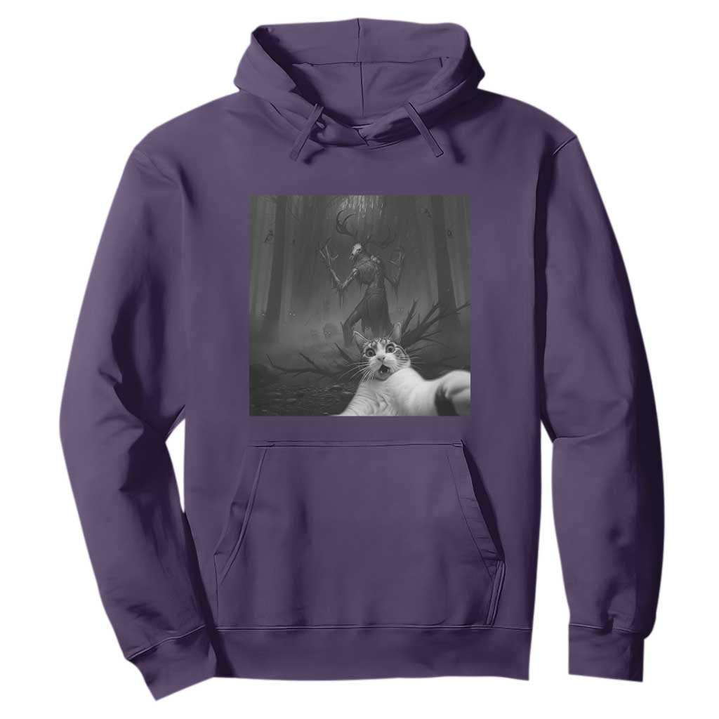 Cat Selfie With Wendigo Hoodie Horror Halloween Funny Cat Gifts TS10 Purple Print Your Wear