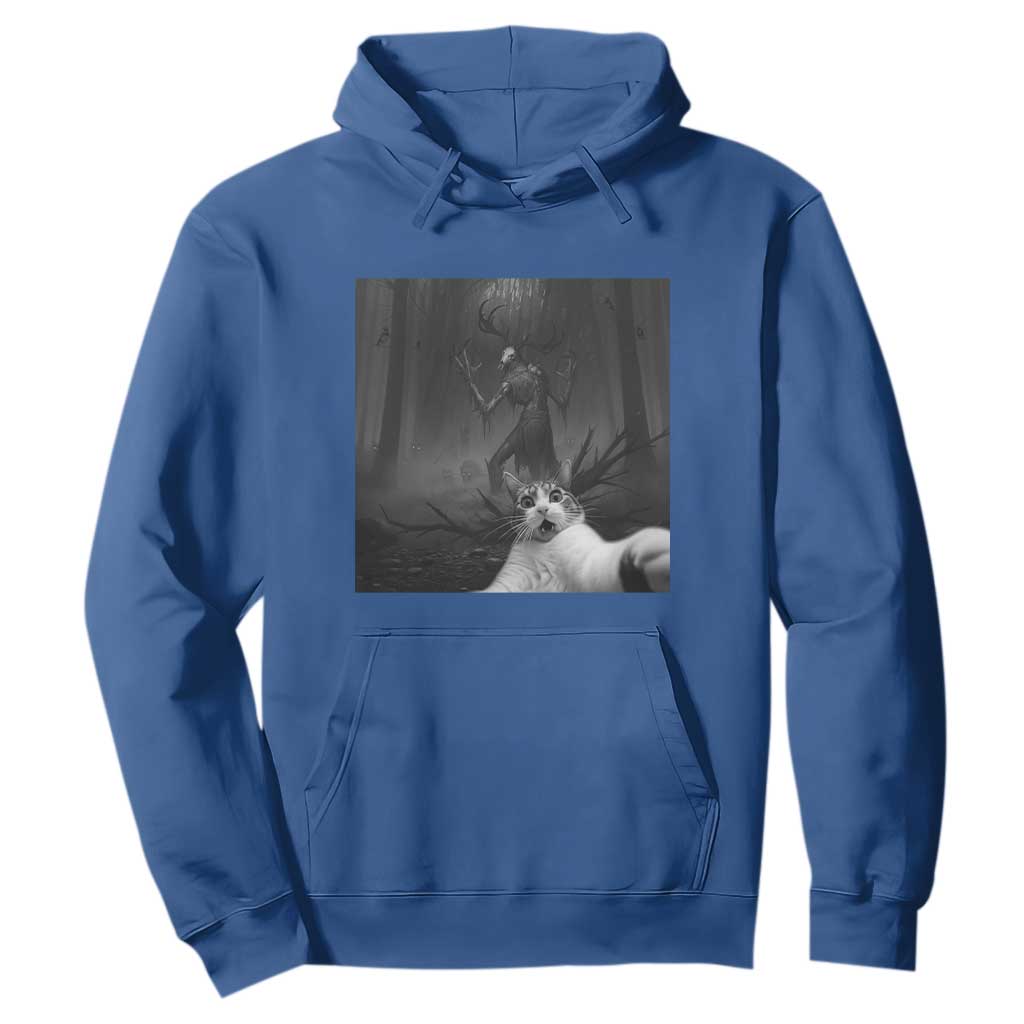 Cat Selfie With Wendigo Hoodie Horror Halloween Funny Cat Gifts TS10 Royal Blue Print Your Wear