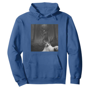 Cat Selfie With Wendigo Hoodie Horror Halloween Funny Cat Gifts TS10 Royal Blue Print Your Wear