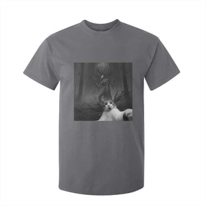 Cat Selfie With Wendigo T Shirt For Kid Horror Halloween Funny Cat Gifts TS10 Charcoal Print Your Wear