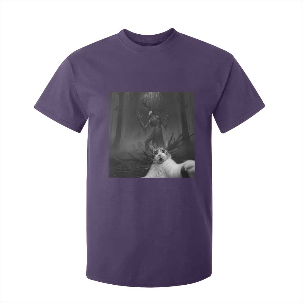 Cat Selfie With Wendigo T Shirt For Kid Horror Halloween Funny Cat Gifts TS10 Purple Print Your Wear