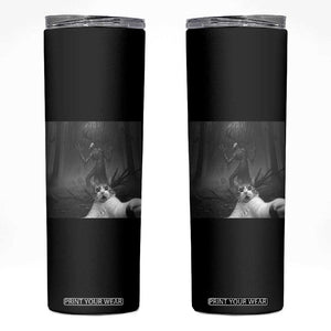 Cat Selfie With Wendigo Skinny Tumbler Horror Halloween Funny Cat Gifts TS10 Black Print Your Wear