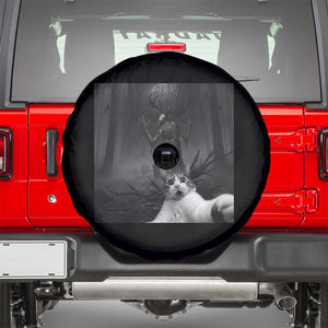 Cat Selfie With Wendigo Spare Tire Cover Horror Halloween Funny Cat Gifts TS10 Black Print Your Wear