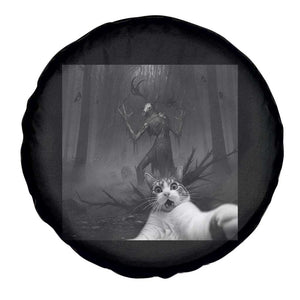 Cat Selfie With Wendigo Spare Tire Cover Horror Halloween Funny Cat Gifts TS10 Print Your Wear
