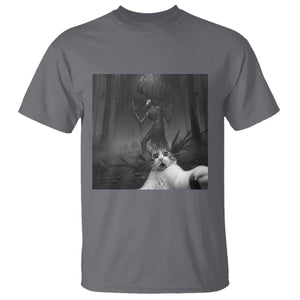 Cat Selfie With Wendigo T Shirt Horror Halloween Funny Cat Gifts TS10 Charcoal Print Your Wear
