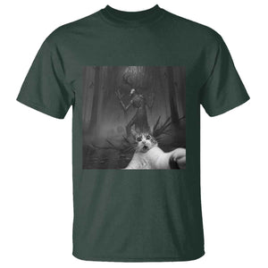 Cat Selfie With Wendigo T Shirt Horror Halloween Funny Cat Gifts TS10 Dark Forest Green Print Your Wear