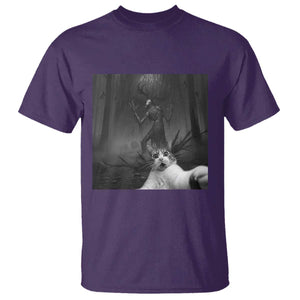Cat Selfie With Wendigo T Shirt Horror Halloween Funny Cat Gifts TS10 Purple Print Your Wear