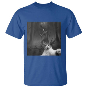 Cat Selfie With Wendigo T Shirt Horror Halloween Funny Cat Gifts TS10 Royal Blue Print Your Wear