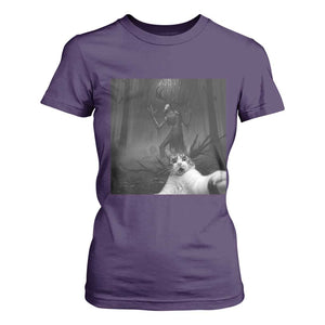 Cat Selfie With Wendigo T Shirt For Women Horror Halloween Funny Cat Gifts TS10 Purple Print Your Wear