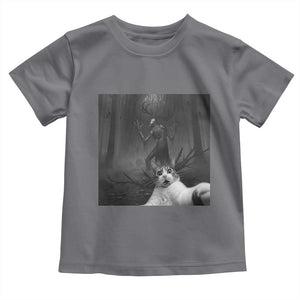 Cat Selfie With Wendigo Toddler T Shirt Horror Halloween Funny Cat Gifts TS10 Charcoal Print Your Wear