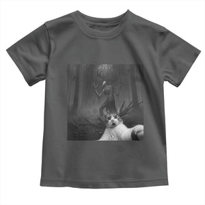 Cat Selfie With Wendigo Toddler T Shirt Horror Halloween Funny Cat Gifts TS10 Dark Heather Print Your Wear
