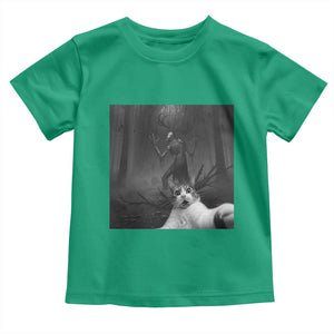Cat Selfie With Wendigo Toddler T Shirt Horror Halloween Funny Cat Gifts TS10 Irish Green Print Your Wear