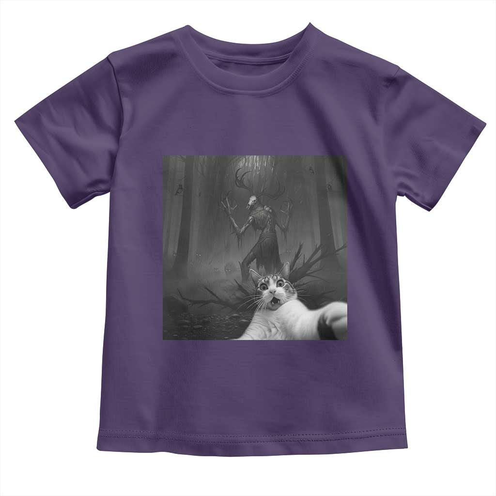 Cat Selfie With Wendigo Toddler T Shirt Horror Halloween Funny Cat Gifts TS10 Purple Print Your Wear