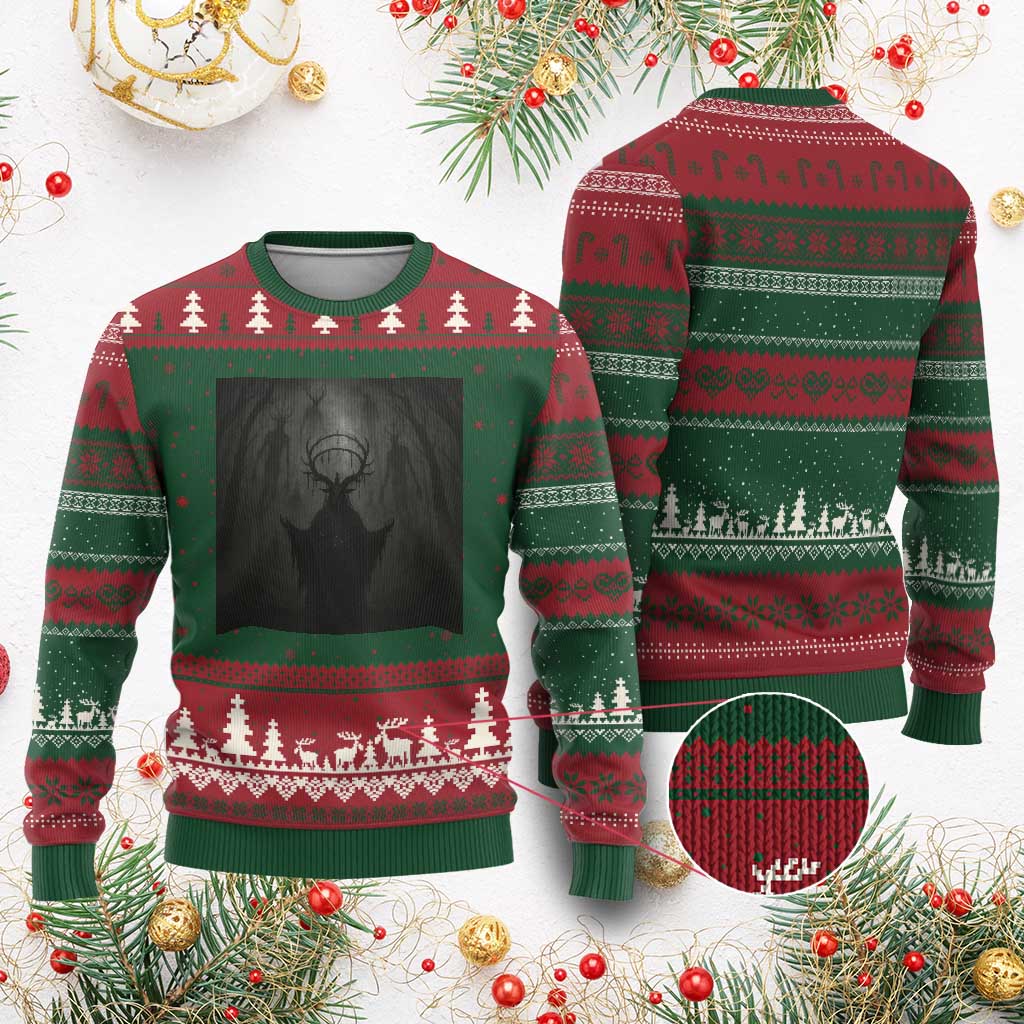 Wendigo Ugly Christmas Sweater Gothic Horror Forest Demon Cryptid Occult Dark Fantasy TS10 Red Green Print Your Wear