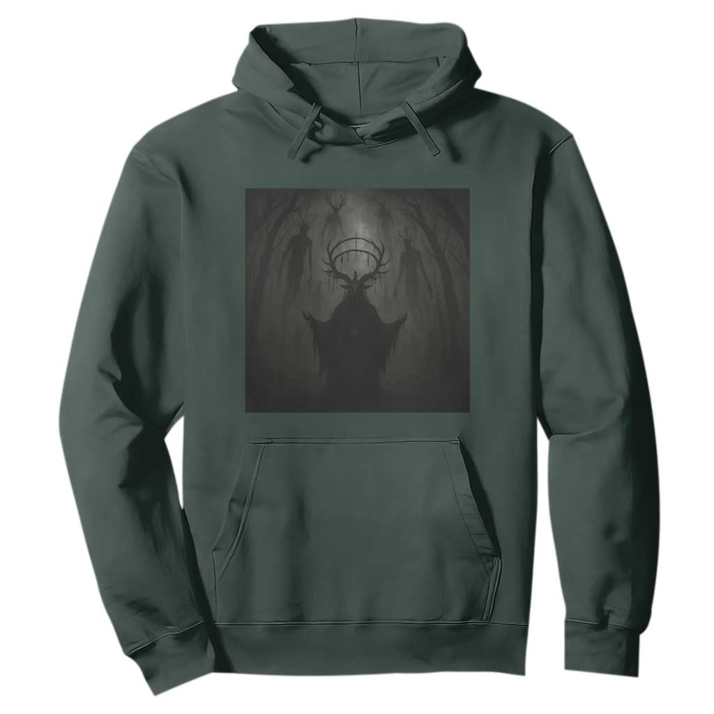 Wendigo Hoodie Gothic Horror Forest Demon Cryptid Occult Dark Fantasy TS10 Dark Forest Green Print Your Wear