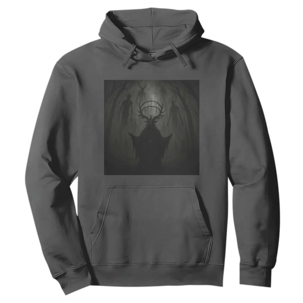 Wendigo Hoodie Gothic Horror Forest Demon Cryptid Occult Dark Fantasy TS10 Dark Heather Print Your Wear