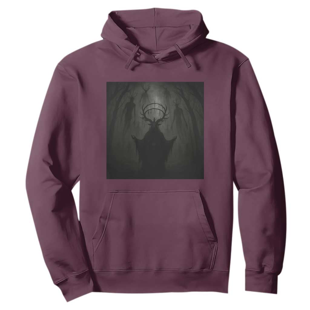 Wendigo Hoodie Gothic Horror Forest Demon Cryptid Occult Dark Fantasy TS10 Maroon Print Your Wear