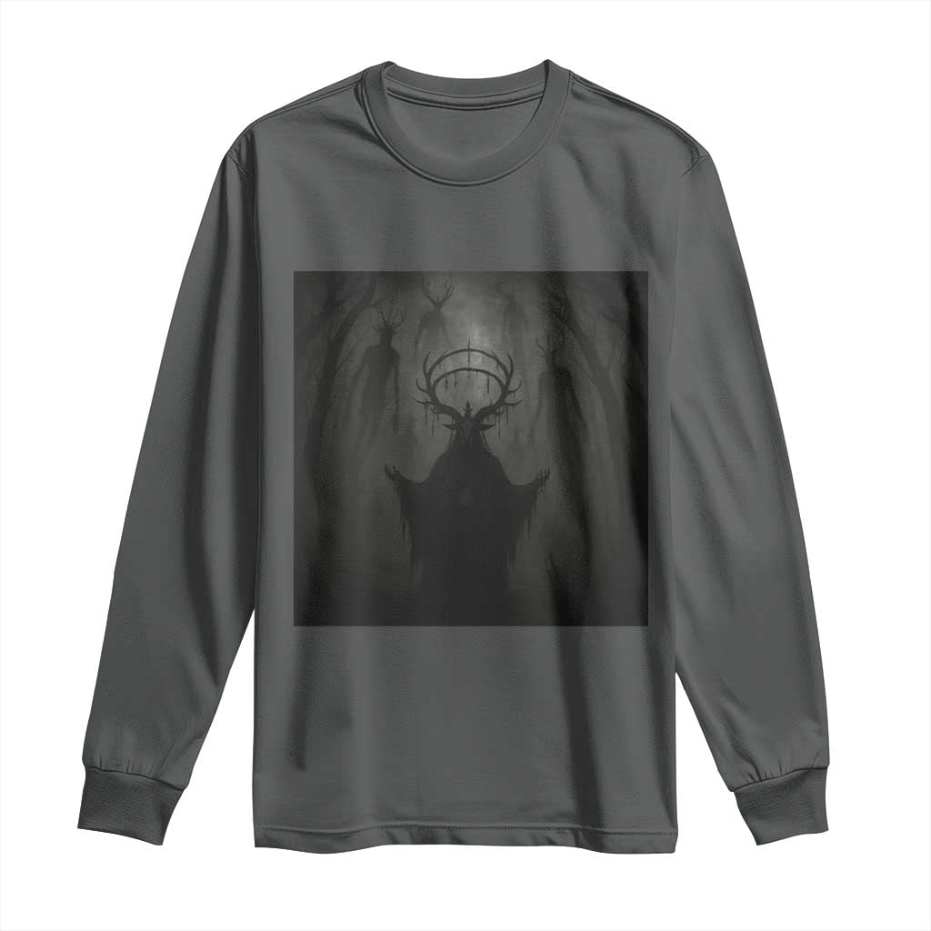 Wendigo Long Sleeve Shirt Gothic Horror Forest Demon Cryptid Occult Dark Fantasy TS10 Dark Heather Print Your Wear