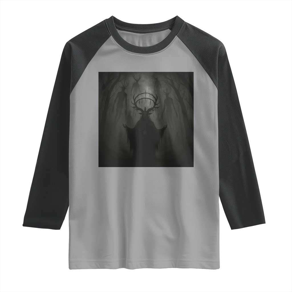 Wendigo Raglan Shirt Gothic Horror Forest Demon Cryptid Occult Dark Fantasy TS10 Sport Gray Black Print Your Wear