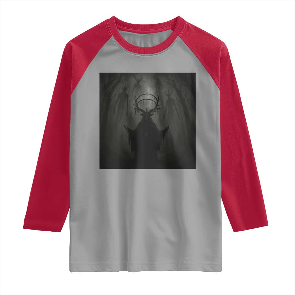 Wendigo Raglan Shirt Gothic Horror Forest Demon Cryptid Occult Dark Fantasy TS10 Sport Gray Red Print Your Wear