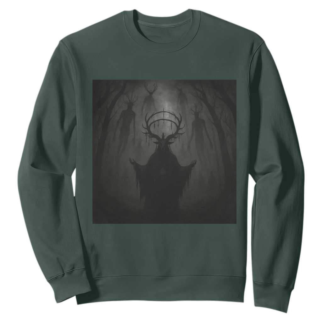 Wendigo Sweatshirt Gothic Horror Forest Demon Cryptid Occult Dark Fantasy TS10 Dark Forest Green Print Your Wear