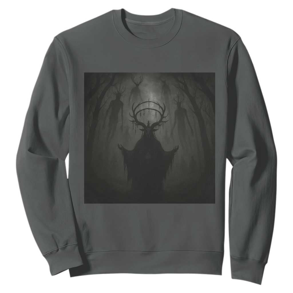 Wendigo Sweatshirt Gothic Horror Forest Demon Cryptid Occult Dark Fantasy TS10 Dark Heather Print Your Wear