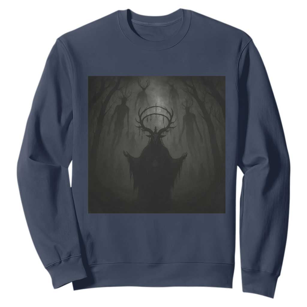 Wendigo Sweatshirt Gothic Horror Forest Demon Cryptid Occult Dark Fantasy TS10 Navy Print Your Wear