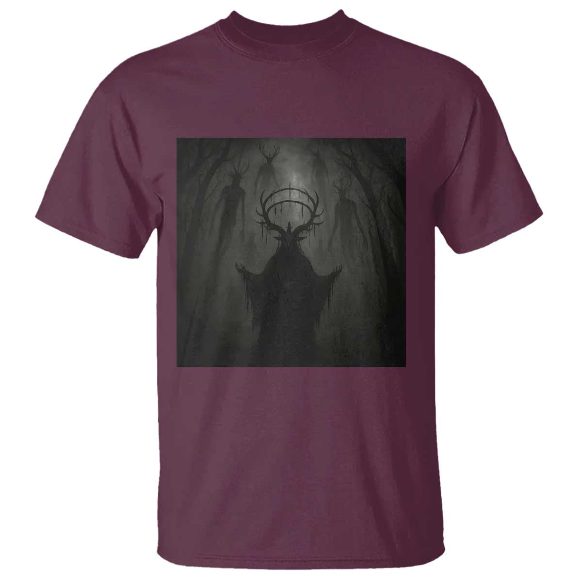 Wendigo T Shirt Gothic Horror Forest Demon Cryptid Occult Dark Fantasy TS10 Maroon Print Your Wear