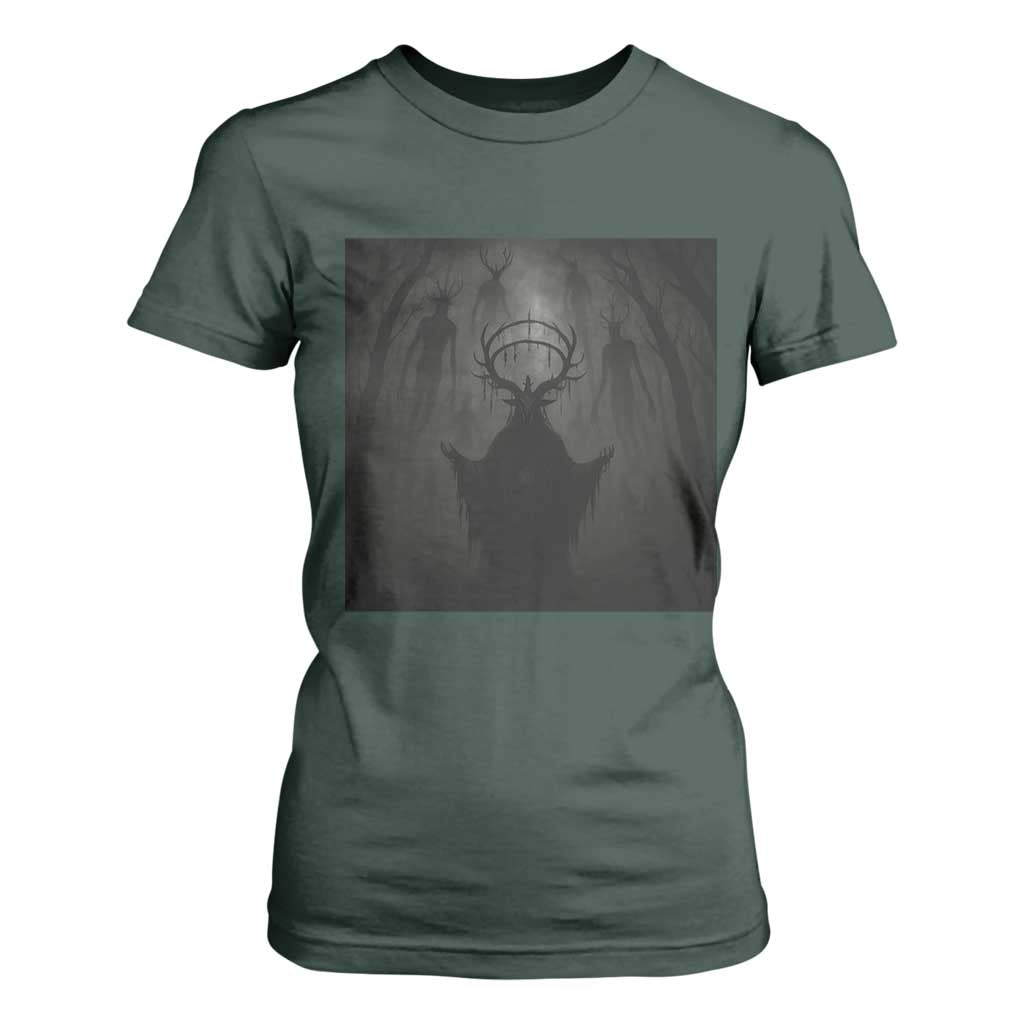 Wendigo T Shirt For Women Gothic Horror Forest Demon Cryptid Occult Dark Fantasy TS10 Dark Forest Green Print Your Wear