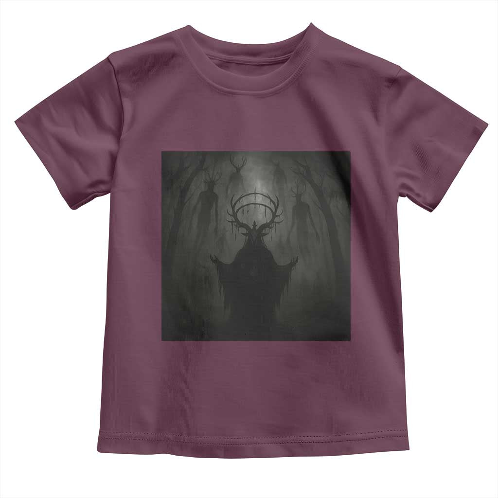 Wendigo Toddler T Shirt Gothic Horror Forest Demon Cryptid Occult Dark Fantasy TS10 Maroon Print Your Wear