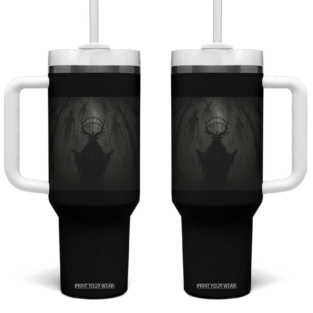 Wendigo Tumbler With Handle Gothic Horror Forest Demon Cryptid Occult Dark Fantasy TS10 One Size: 40 oz Black Print Your Wear