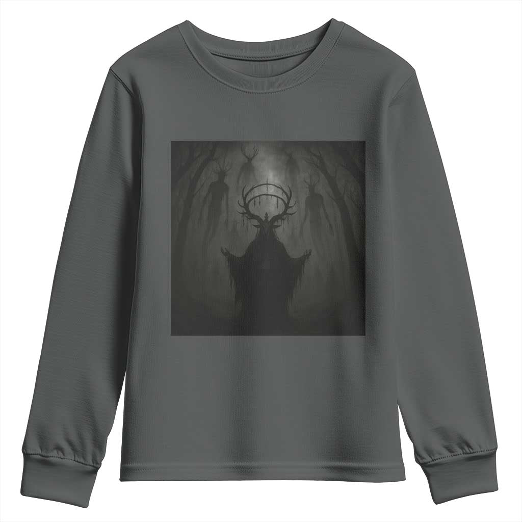 Wendigo Youth Sweatshirt Gothic Horror Forest Demon Cryptid Occult Dark Fantasy TS10 Dark Heather Print Your Wear