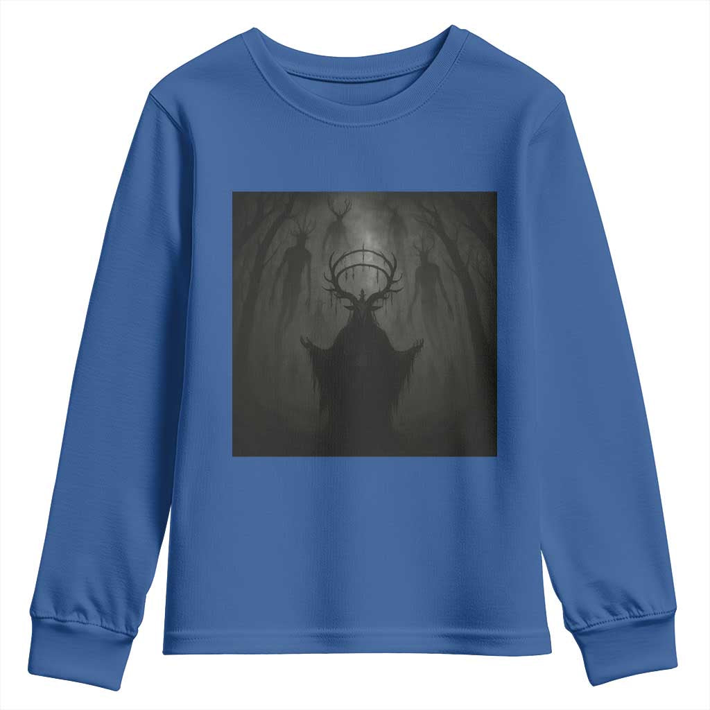 Wendigo Youth Sweatshirt Gothic Horror Forest Demon Cryptid Occult Dark Fantasy TS10 Royal Blue Print Your Wear