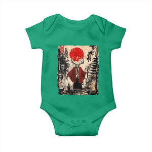 Samurai Wendigo Baby Onesie Japanese Vintage Graphic Ukiyo-e Art Funny Dark Fantasy TS10 Irish Green Print Your Wear