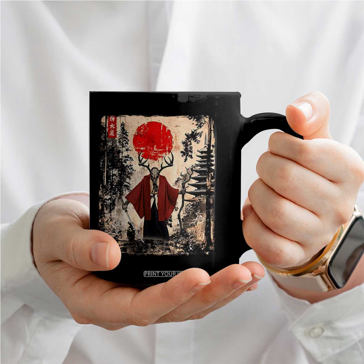 Samurai Wendigo Coffee Mug Japanese Vintage Graphic Ukiyo-e Art Funny Dark Fantasy TS10 Print Your Wear