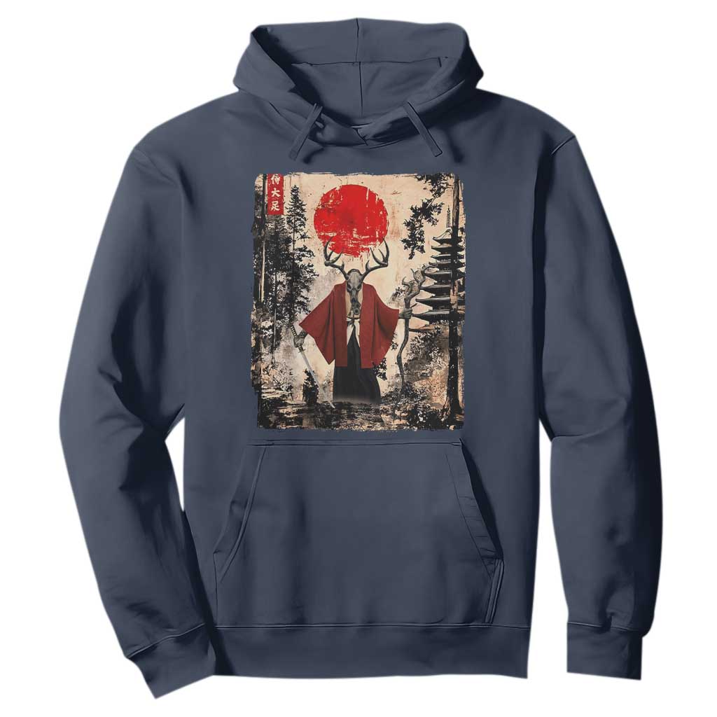 Samurai Wendigo Hoodie Japanese Vintage Graphic Ukiyo-e Art Funny Dark Fantasy TS10 Navy Print Your Wear