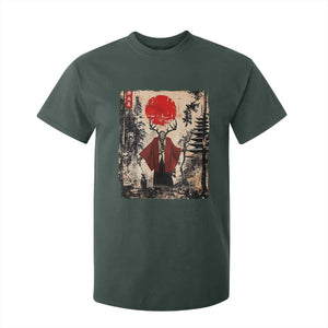 Samurai Wendigo T Shirt For Kid Japanese Vintage Graphic Ukiyo-e Art Funny Dark Fantasy TS10 Dark Forest Green Print Your Wear