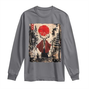 Samurai Wendigo Long Sleeve Shirt Japanese Vintage Graphic Ukiyo-e Art Funny Dark Fantasy TS10 Charcoal Print Your Wear