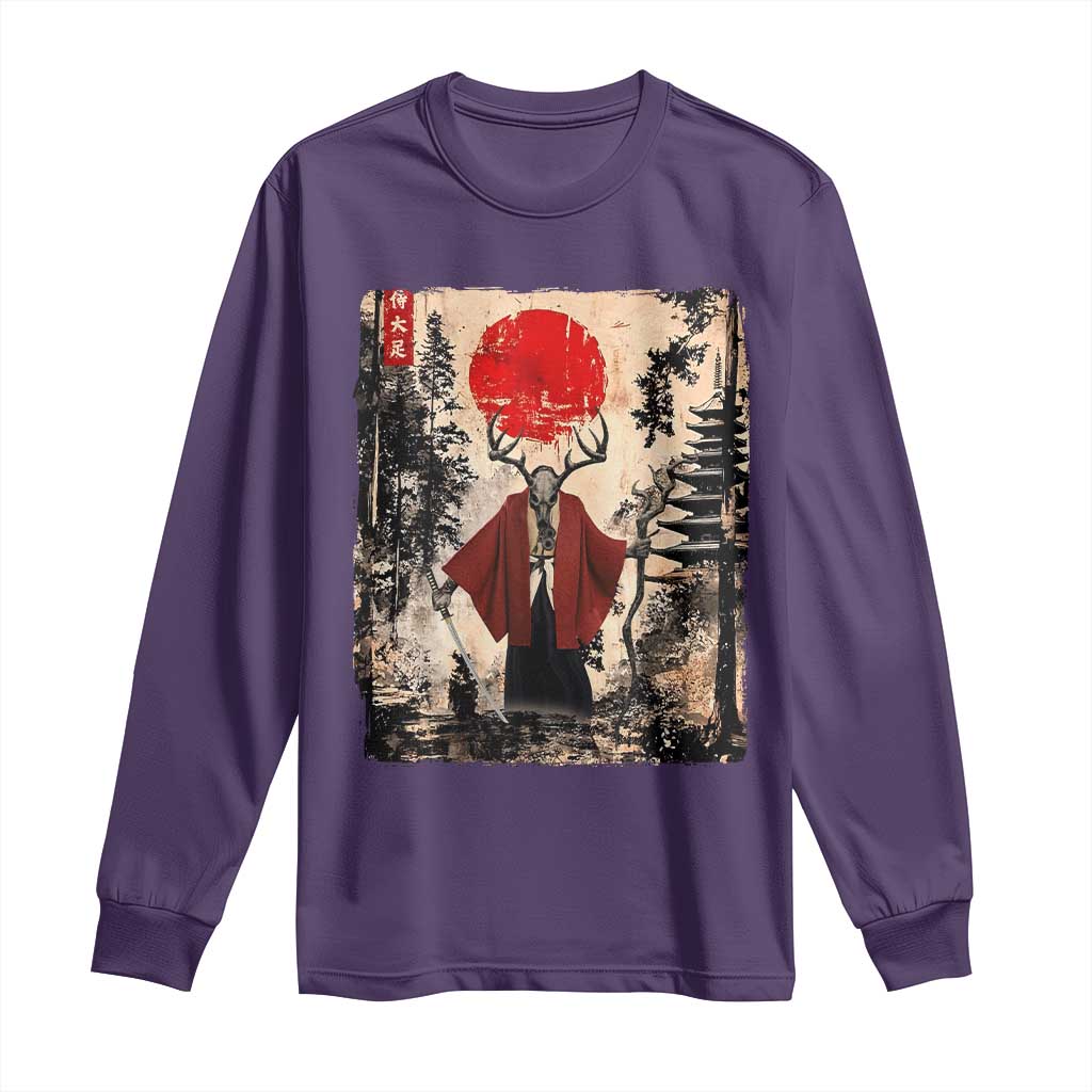 Samurai Wendigo Long Sleeve Shirt Japanese Vintage Graphic Ukiyo-e Art Funny Dark Fantasy TS10 Purple Print Your Wear